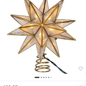 Kurt Adler vintage captiz Gold and White Illuminated Star Topper15 point